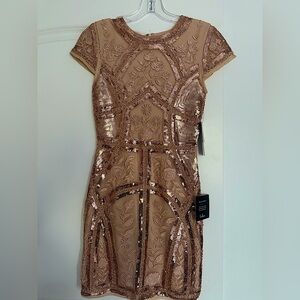 Lulus Spread Your Shine Rose Gold Sequin Embroidered Bodycon Dress